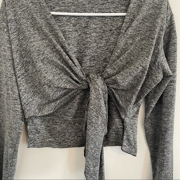 Mia Brazilia Gray Marl Tie Front Super Soft Top - Picture 2 of 4